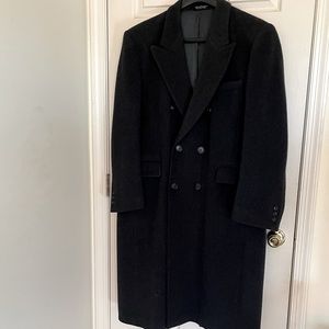 Cashmere Blend Men’s Long Winter Coat Charcoal Gray Size 46 Regular